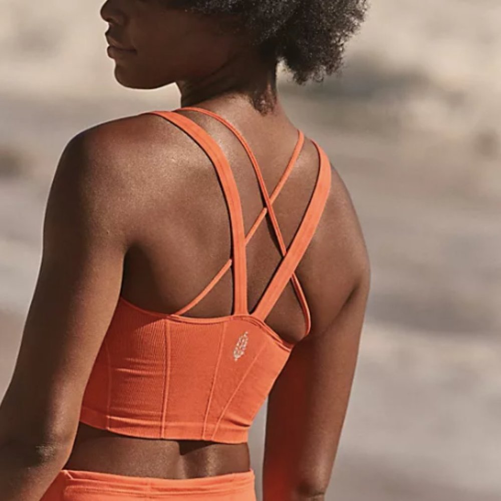 FREE PEOPLE🌺Stay With Me Tank in CORAL CRIMSON L/XL - Picture 3 of 5